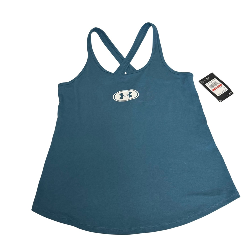Under Armour Womens‎ XS Teal Blue Crossback Keyhole Activewear Tank Top NWT